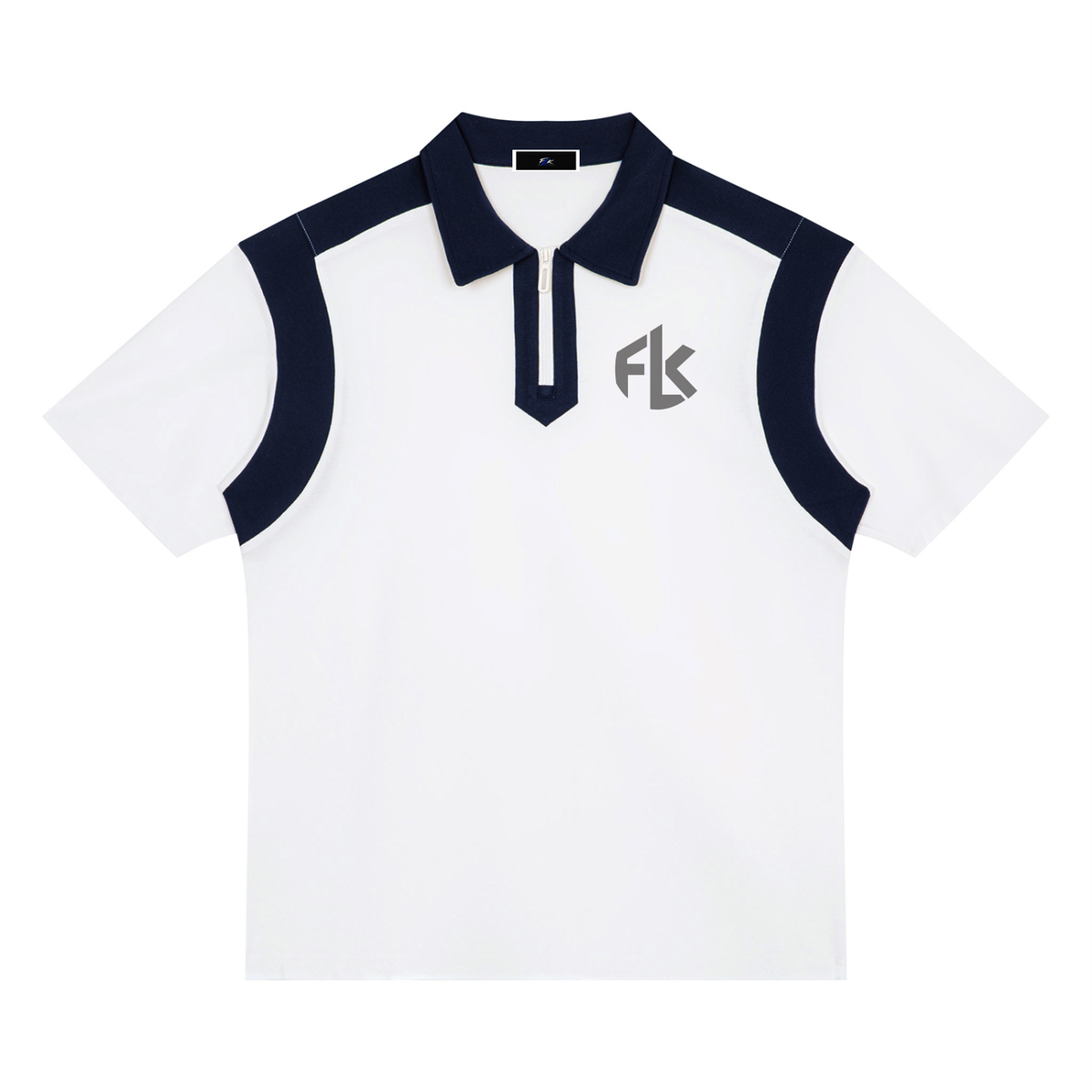 Unisex Color Block Quarter Zip Polo Shirt
