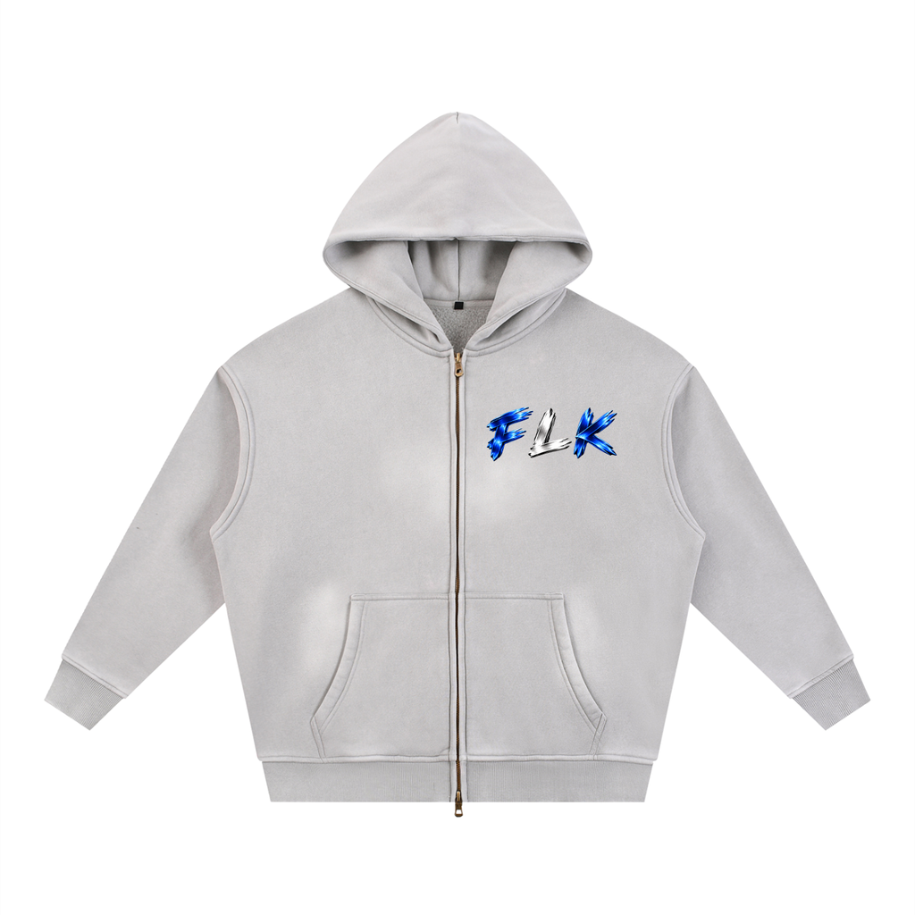 Sunfade Two-way Zipper Boxy Fleece Hoodie