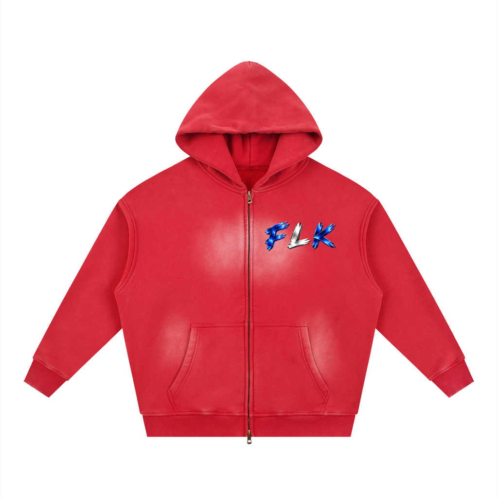 Sunfade Two-way Zipper Boxy Fleece Hoodie