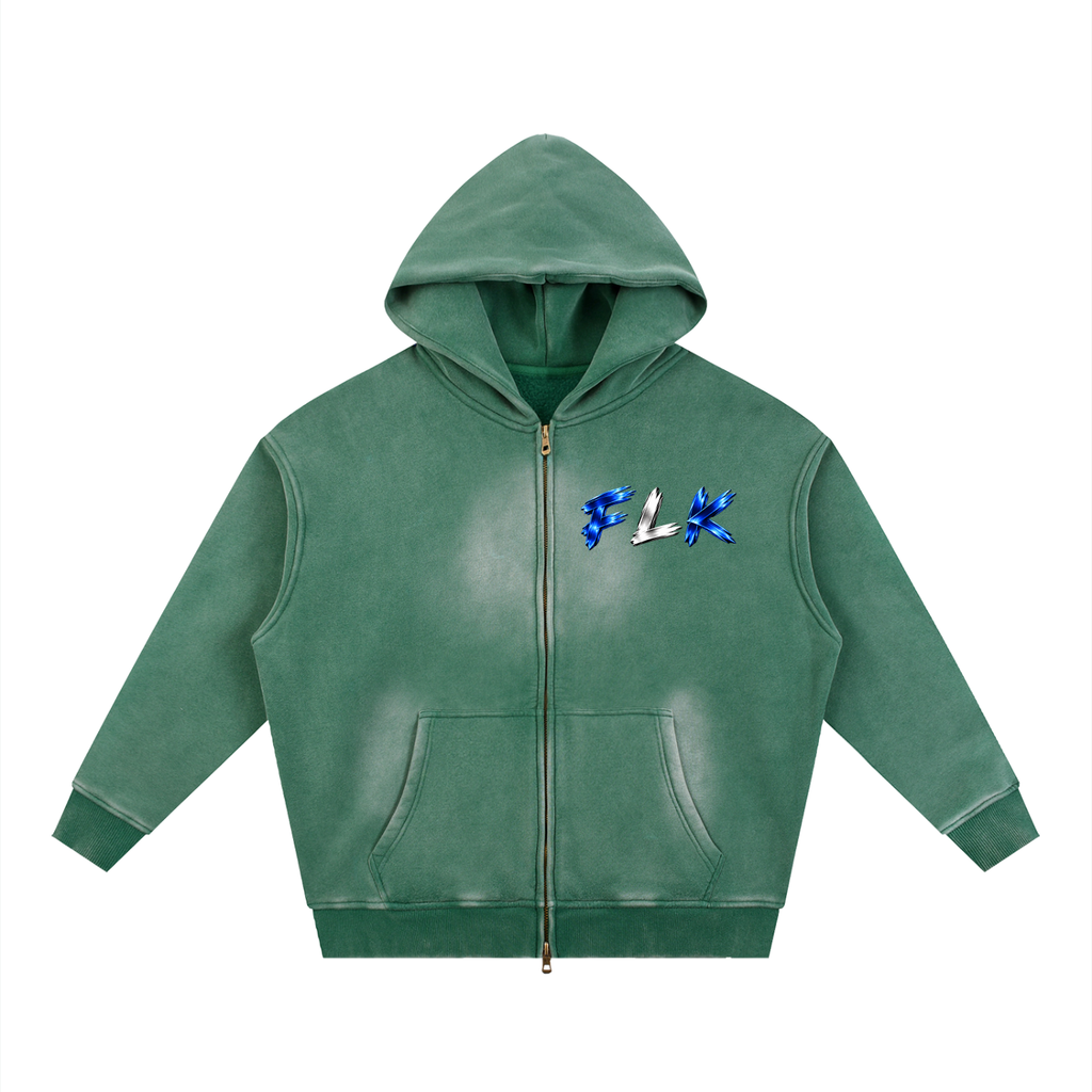 Sunfade Two-way Zipper Boxy Fleece Hoodie