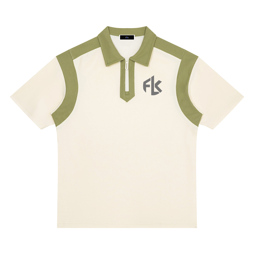Unisex Color Block Quarter Zip Polo Shirt