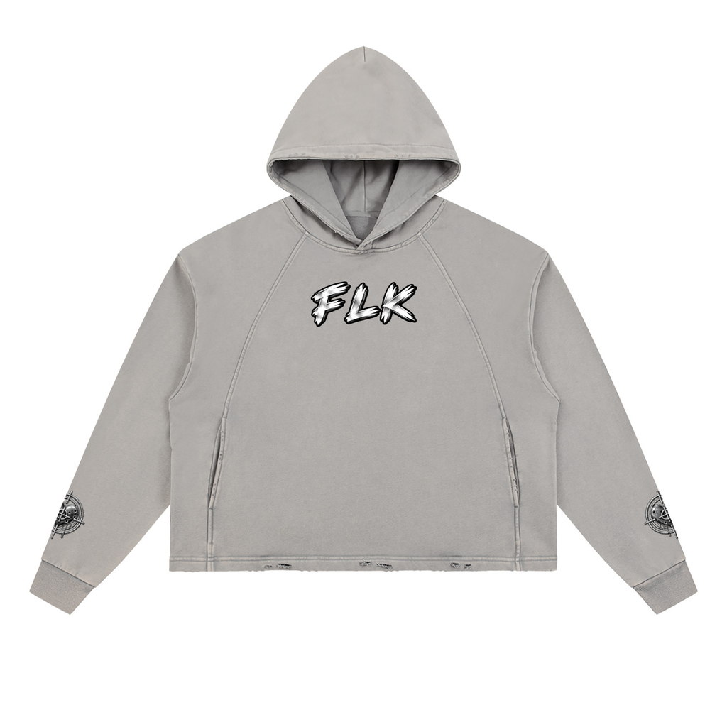 Vintage Washed Frayed-Hem Hoodie