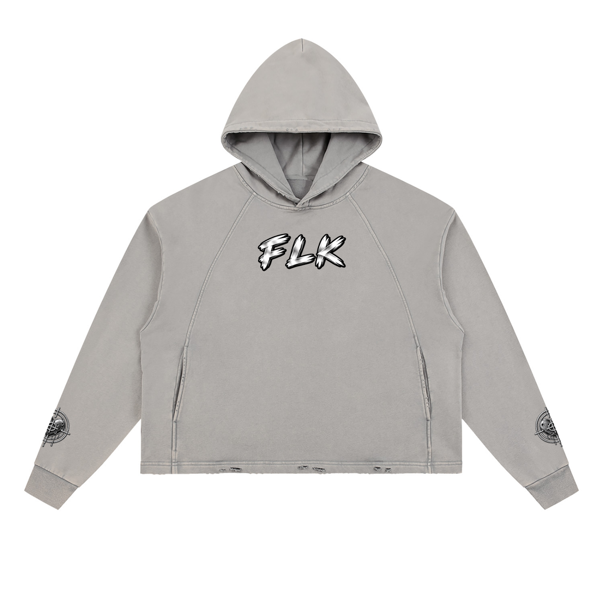 Vintage Washed Frayed-Hem Hoodie