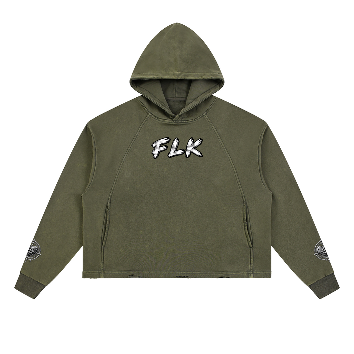 Vintage Washed Frayed-Hem Hoodie