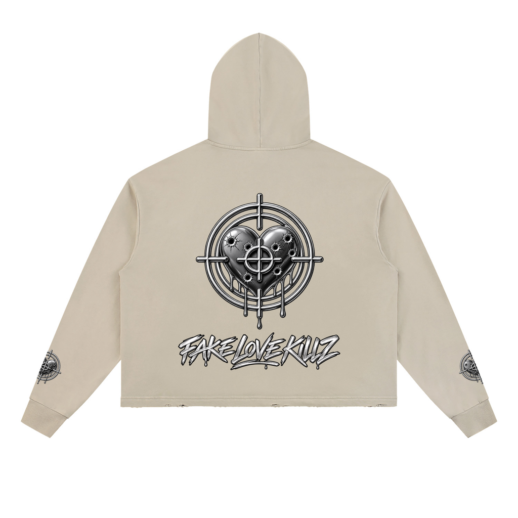 Vintage Washed Frayed-Hem Hoodie