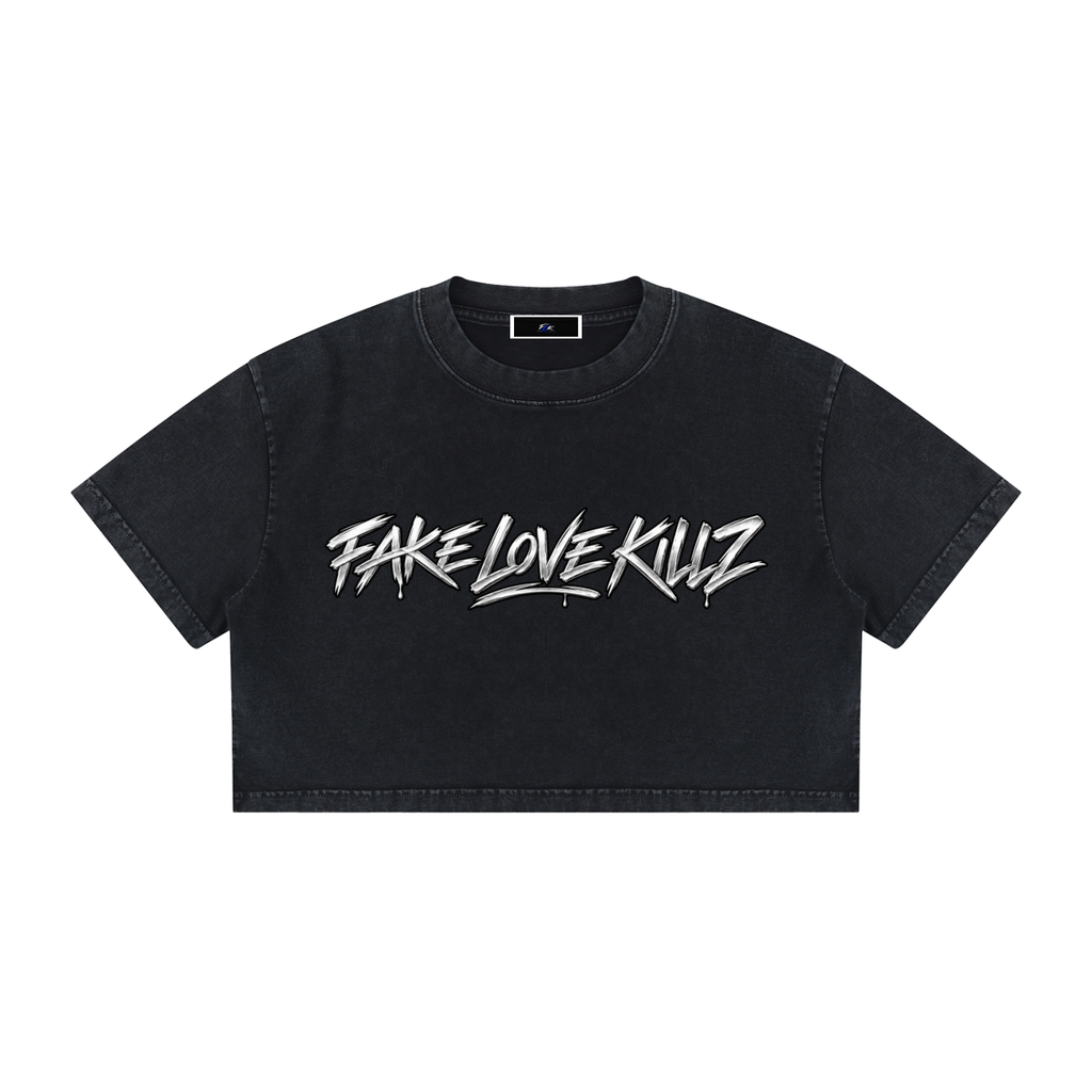 Women's Mineral Wash Cotton Crop T-Shirt