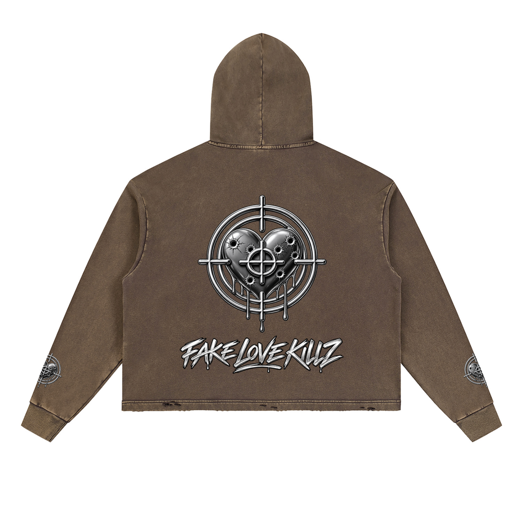 Vintage Washed Frayed-Hem Hoodie