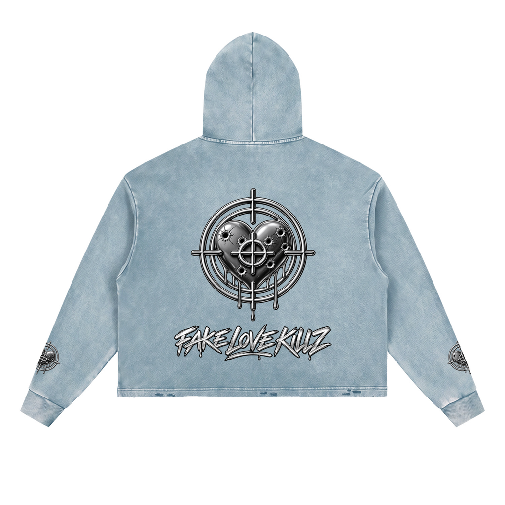 Vintage Washed Frayed-Hem Hoodie