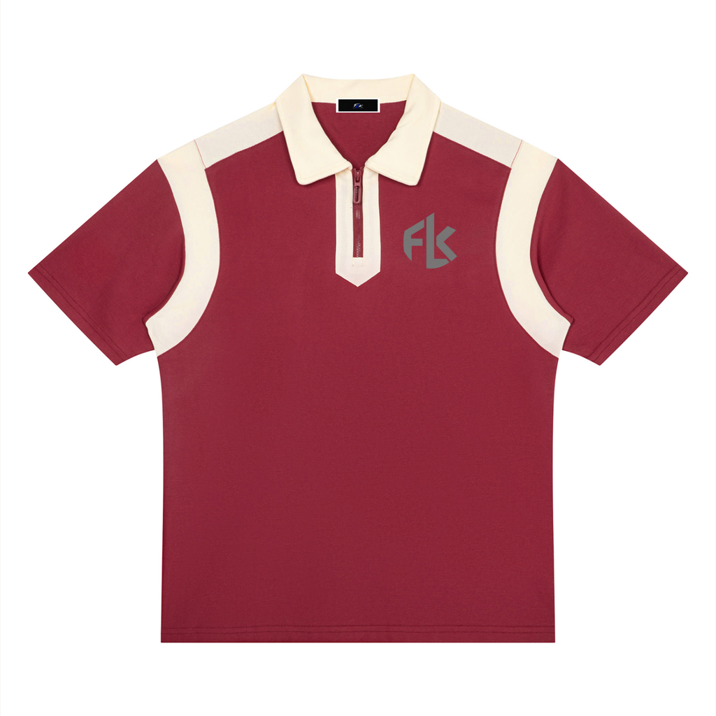 Unisex Color Block Quarter Zip Polo Shirt