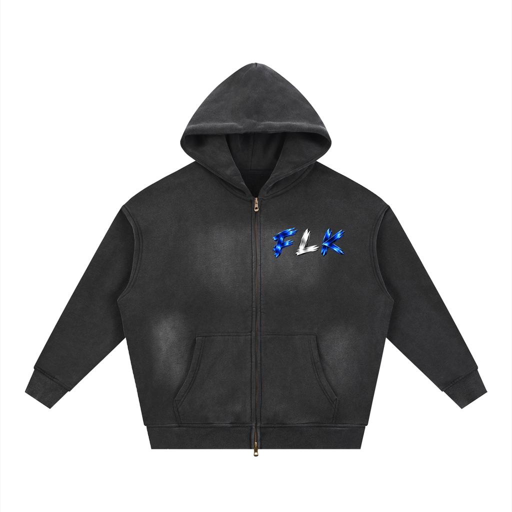 Sunfade Two-way Zipper Boxy Fleece Hoodie