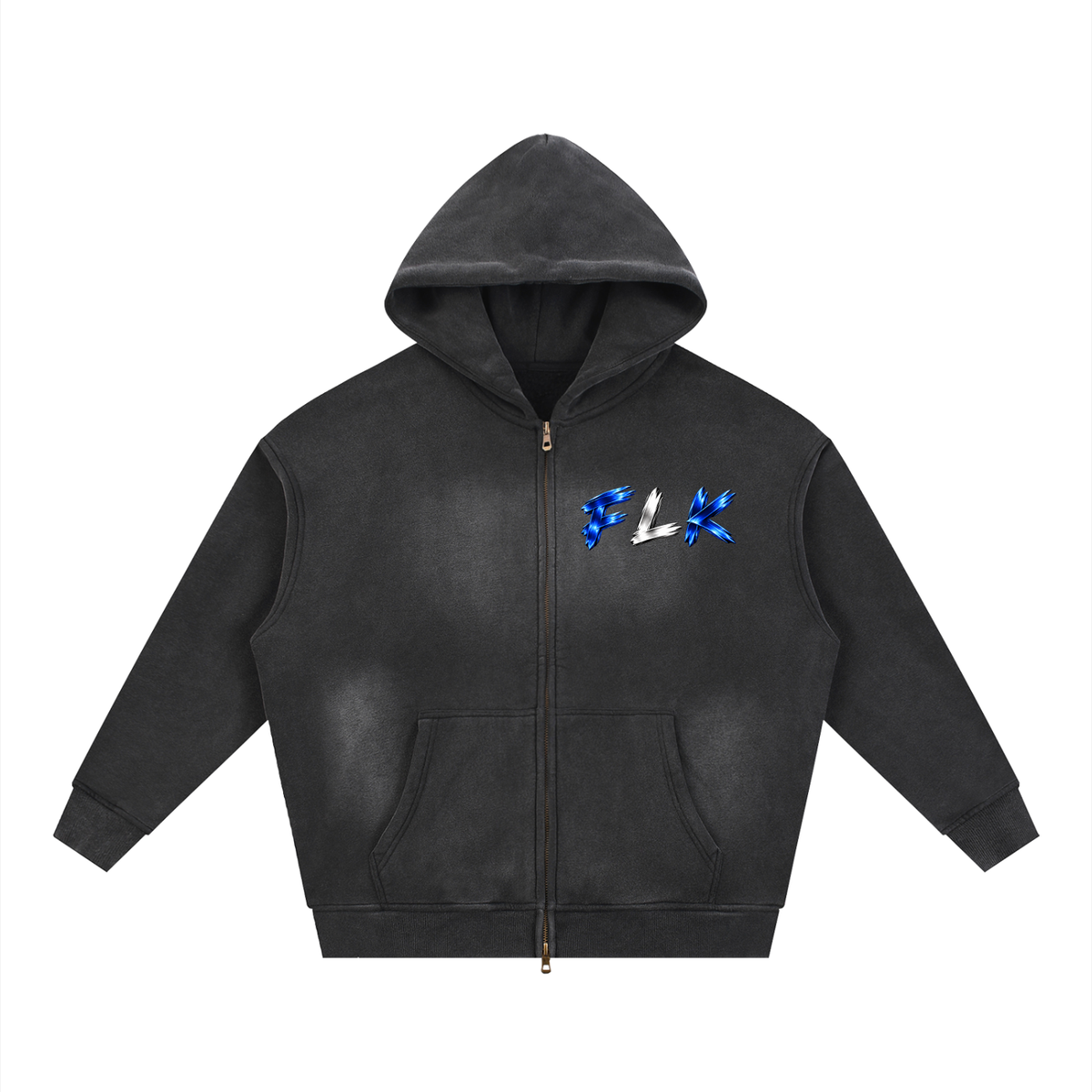 Sunfade Two-way Zipper Boxy Fleece Hoodie