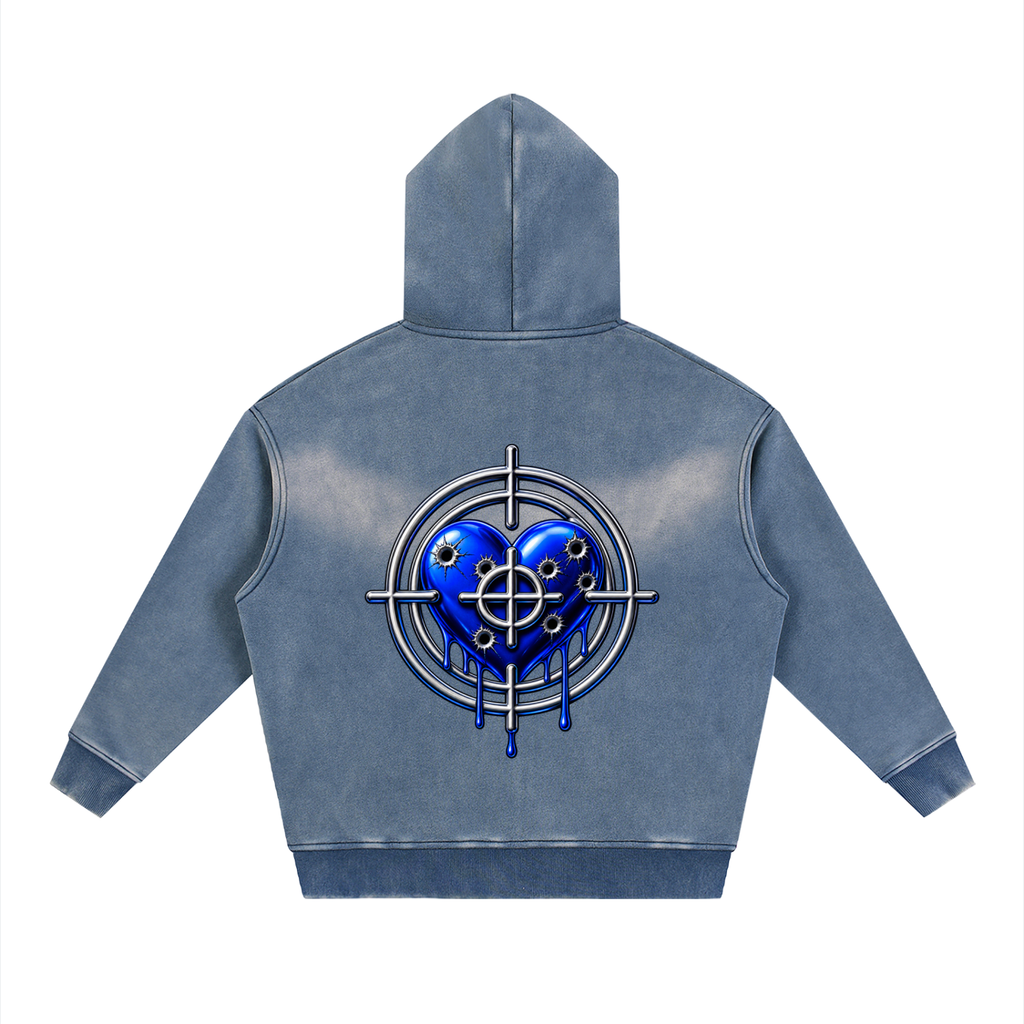 Sunfade Two-way Zipper Boxy Fleece Hoodie
